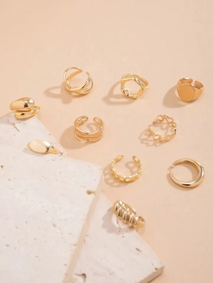 10pcs vintage minimalist ring in gold