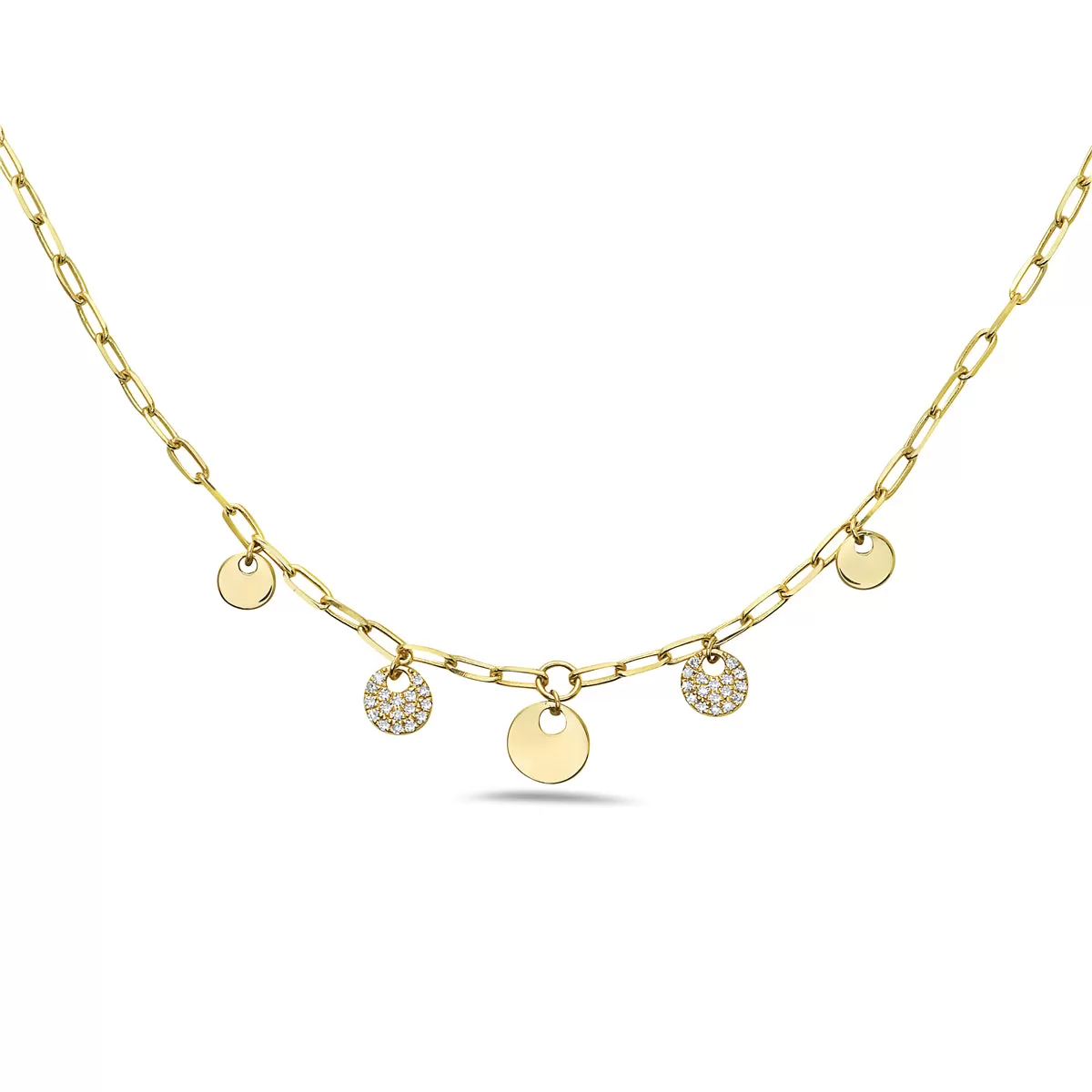 14k Pave Disc Necklace