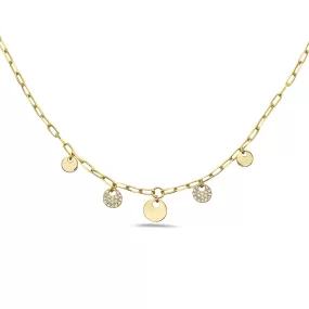 14k Pave Disc Necklace