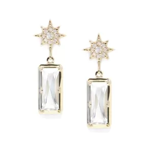 14K Yellow Gold Aztec Topaz & Diamond Starburst Earrings