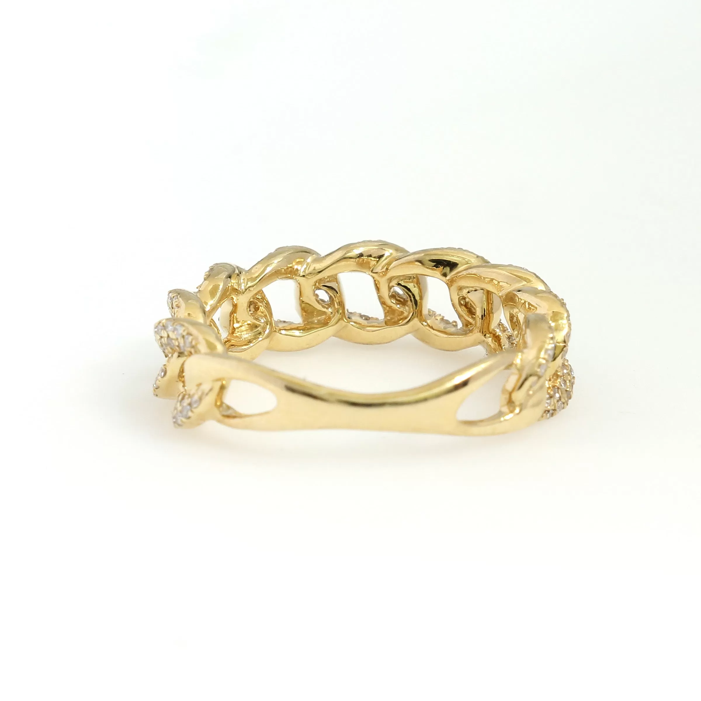 14K Yellow Gold Cuban Link Ring 0.32 Ctw