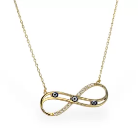 14K Yellow gold eyes infinity necklace