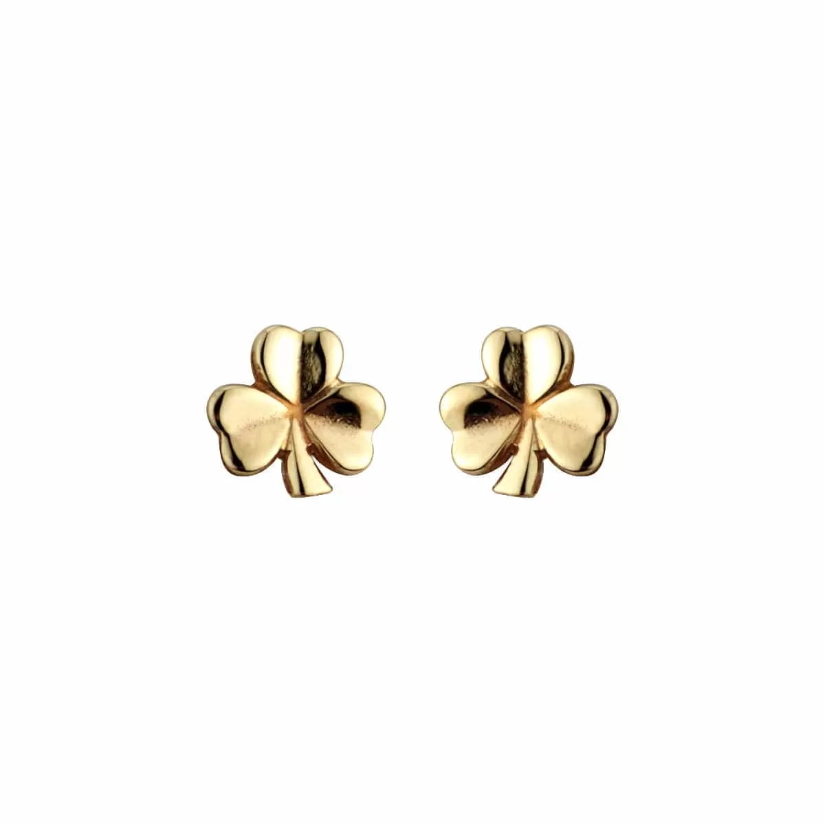 14K Yellow Gold Tiny Shamrock Studs