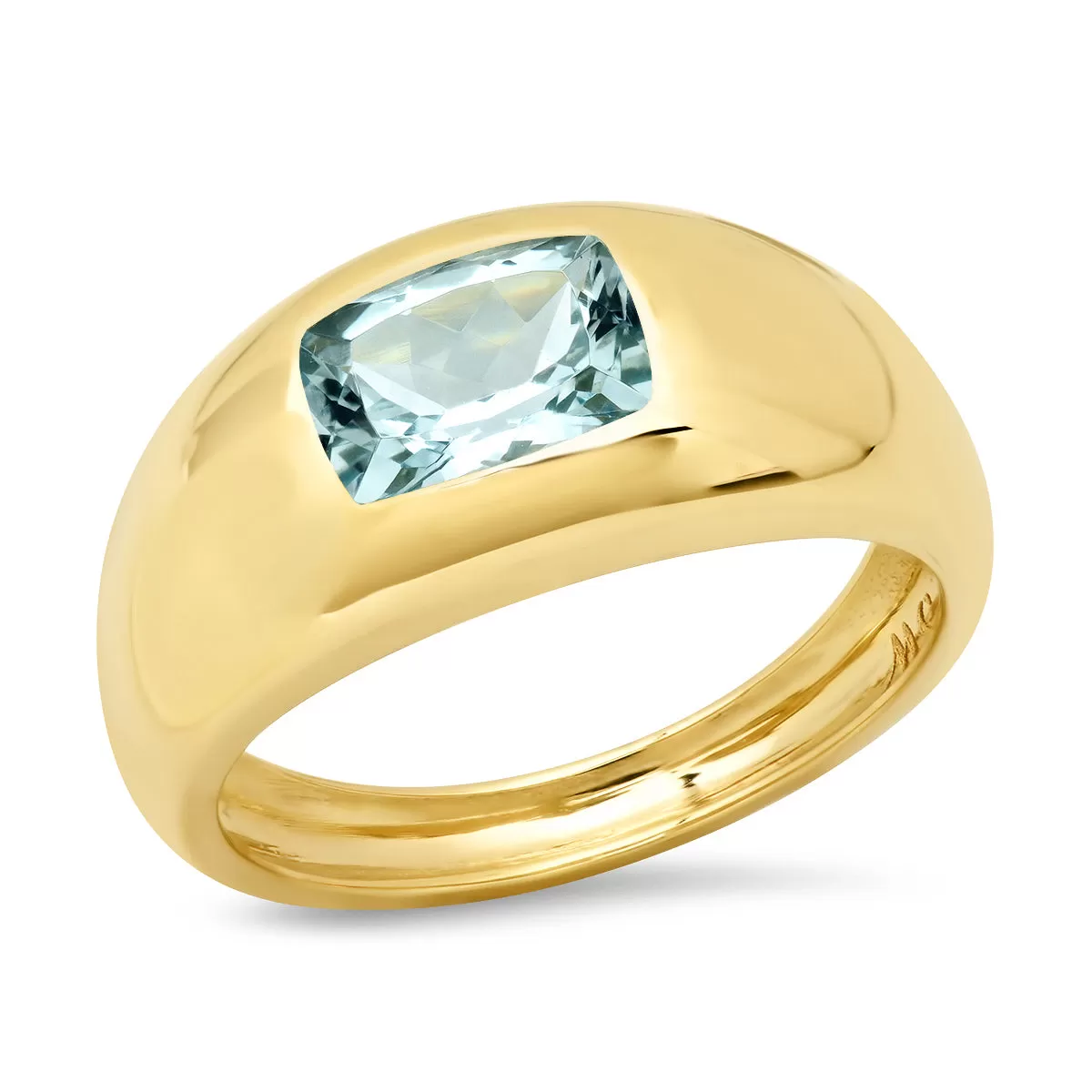 14K YG Aquamarine Gypsy Ring