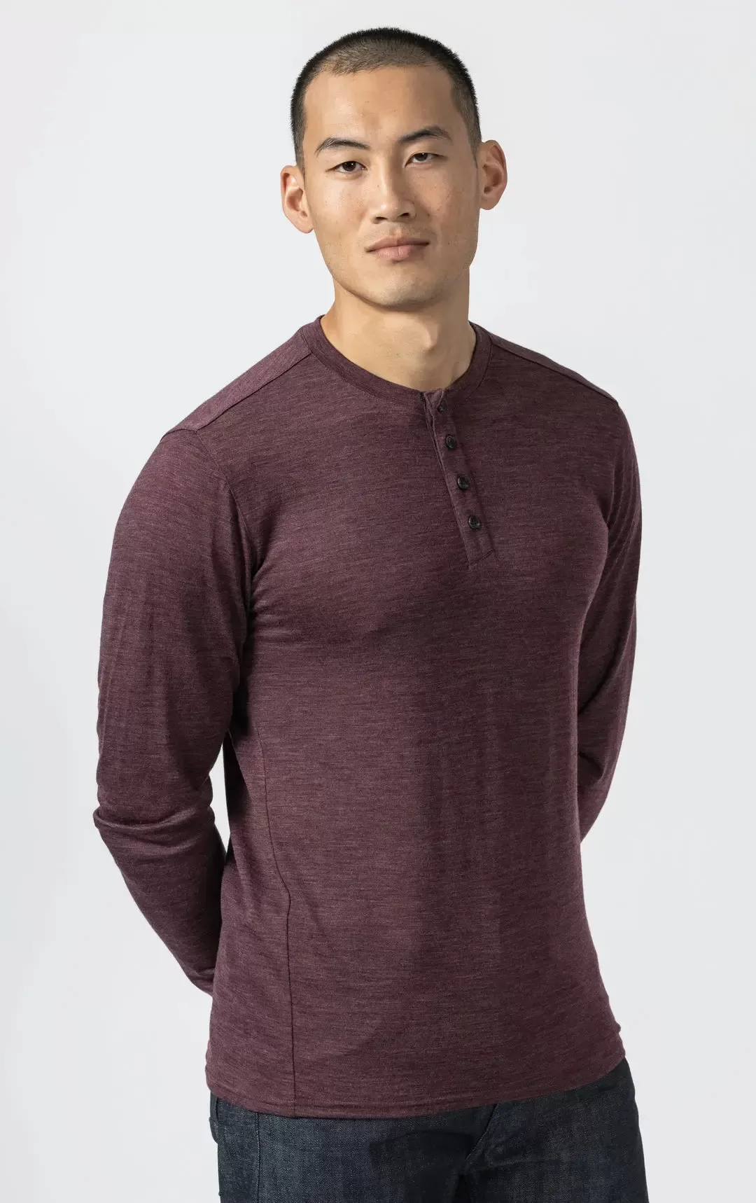 180GSM SINGLE JERSEY MERINO HENLEY - CLEARANCE