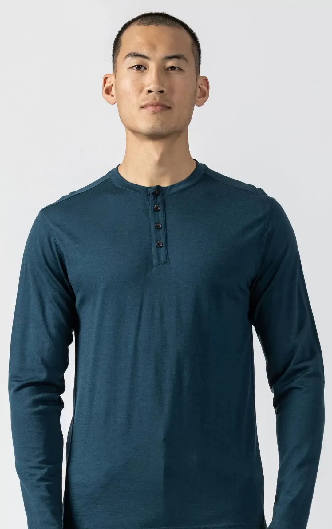 180GSM SINGLE JERSEY MERINO HENLEY - CLEARANCE