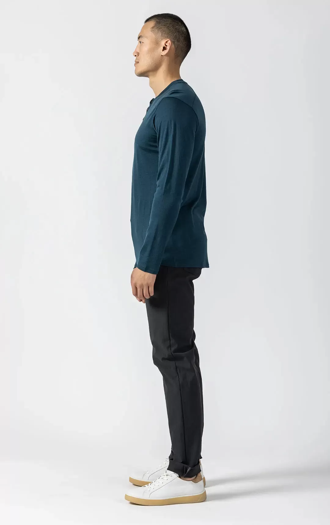 180GSM SINGLE JERSEY MERINO HENLEY - CLEARANCE