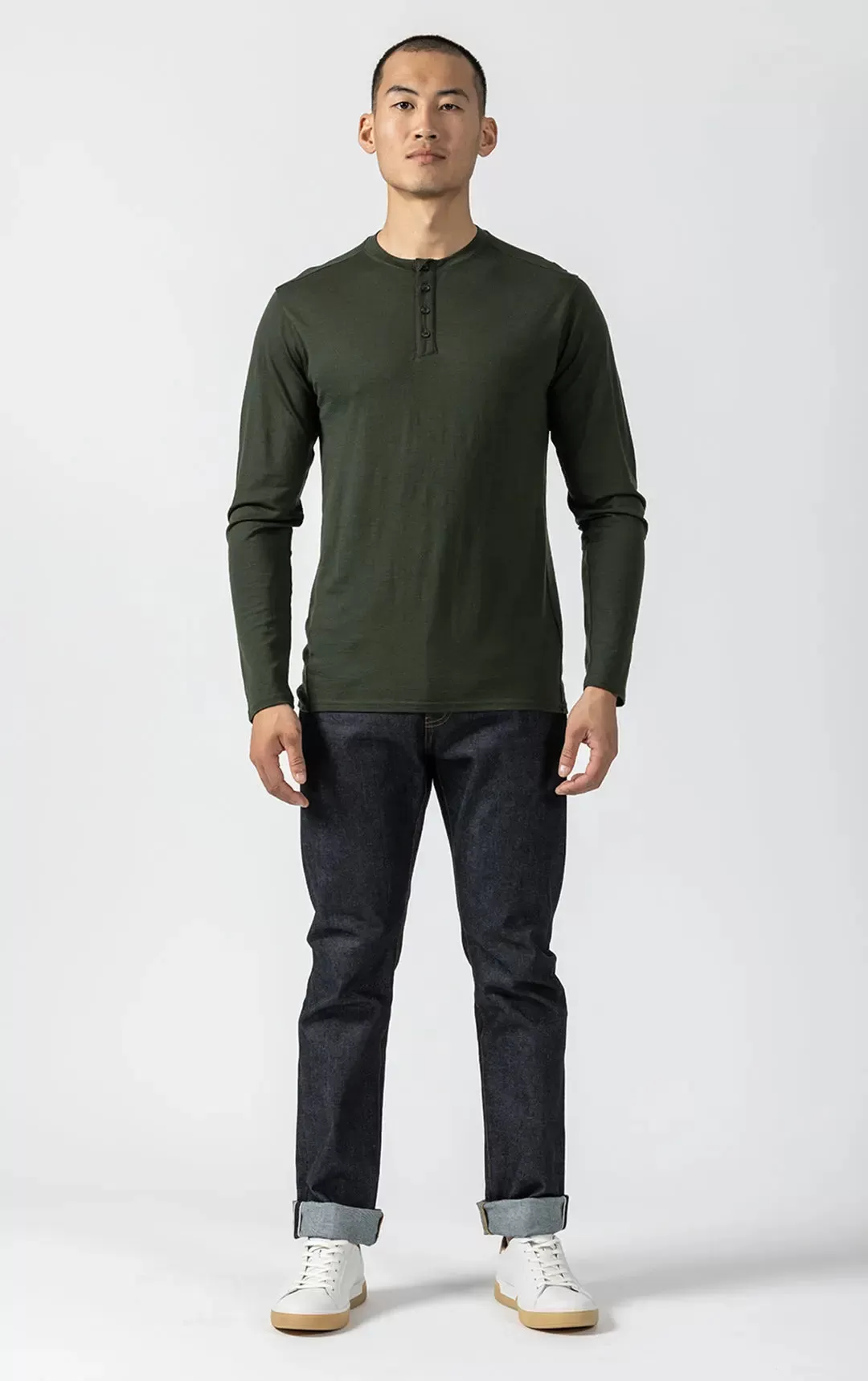 180GSM SINGLE JERSEY MERINO HENLEY - CLEARANCE