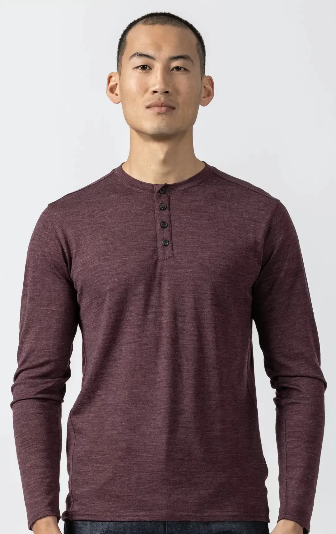 180GSM SINGLE JERSEY MERINO HENLEY - CLEARANCE