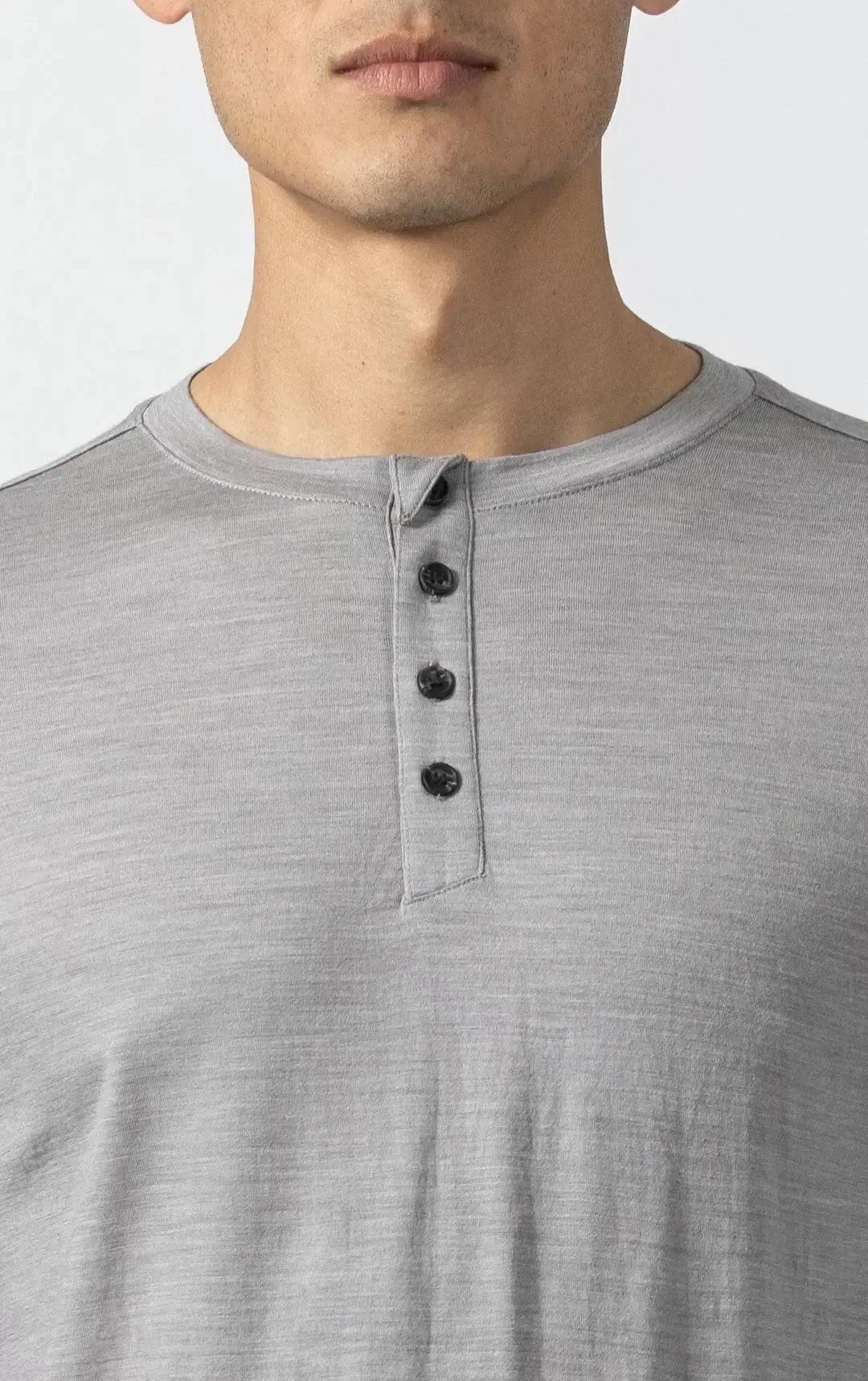 180GSM SINGLE JERSEY MERINO HENLEY - CLEARANCE