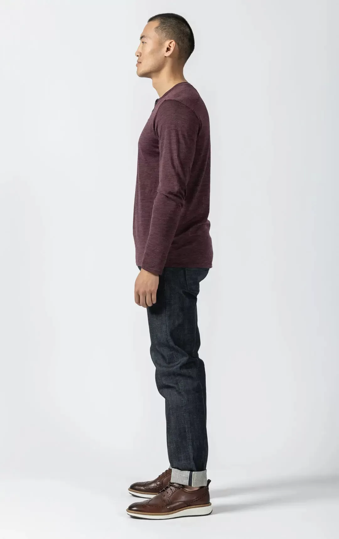 180GSM SINGLE JERSEY MERINO HENLEY - CLEARANCE