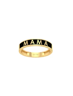 18K Gold Mama Enamel Ring