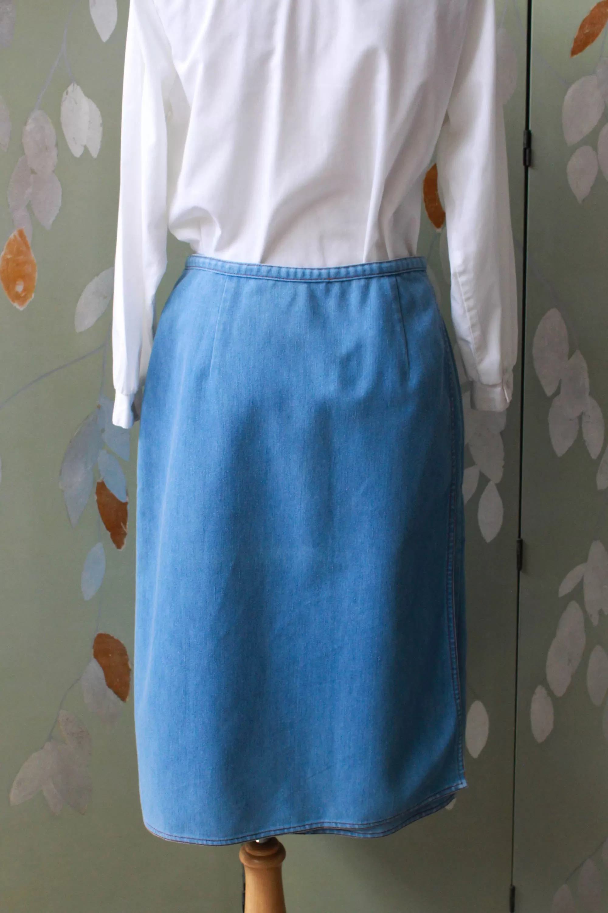 1990s Light Blue Jean Wrap Skirt, Medium