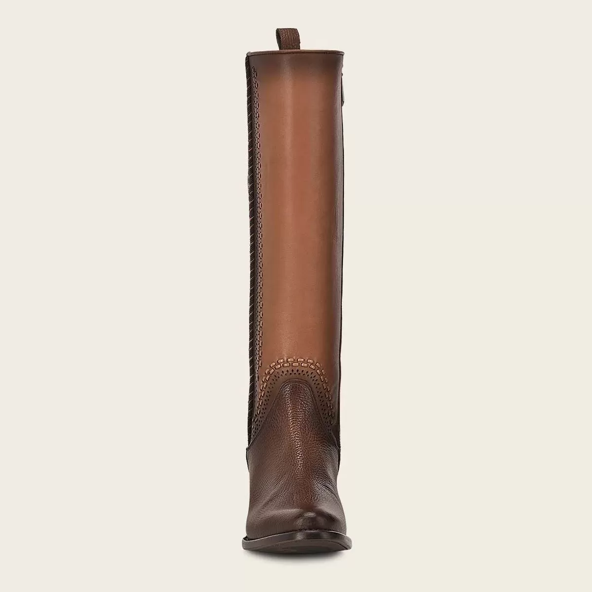 1X4IRS - Cuadra brown casual fashion leather stitched tall boots for women