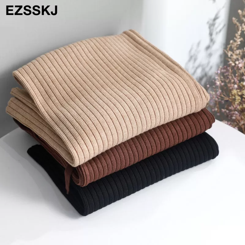 2023 Autumn Winter New Casual Straight Pants Women Female Drawstring Loose High Waist Knitted Wide L