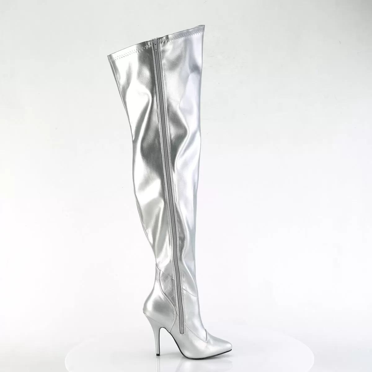 5 Inch Heel SEDUCE-3000WC Silver Stretch Metallic