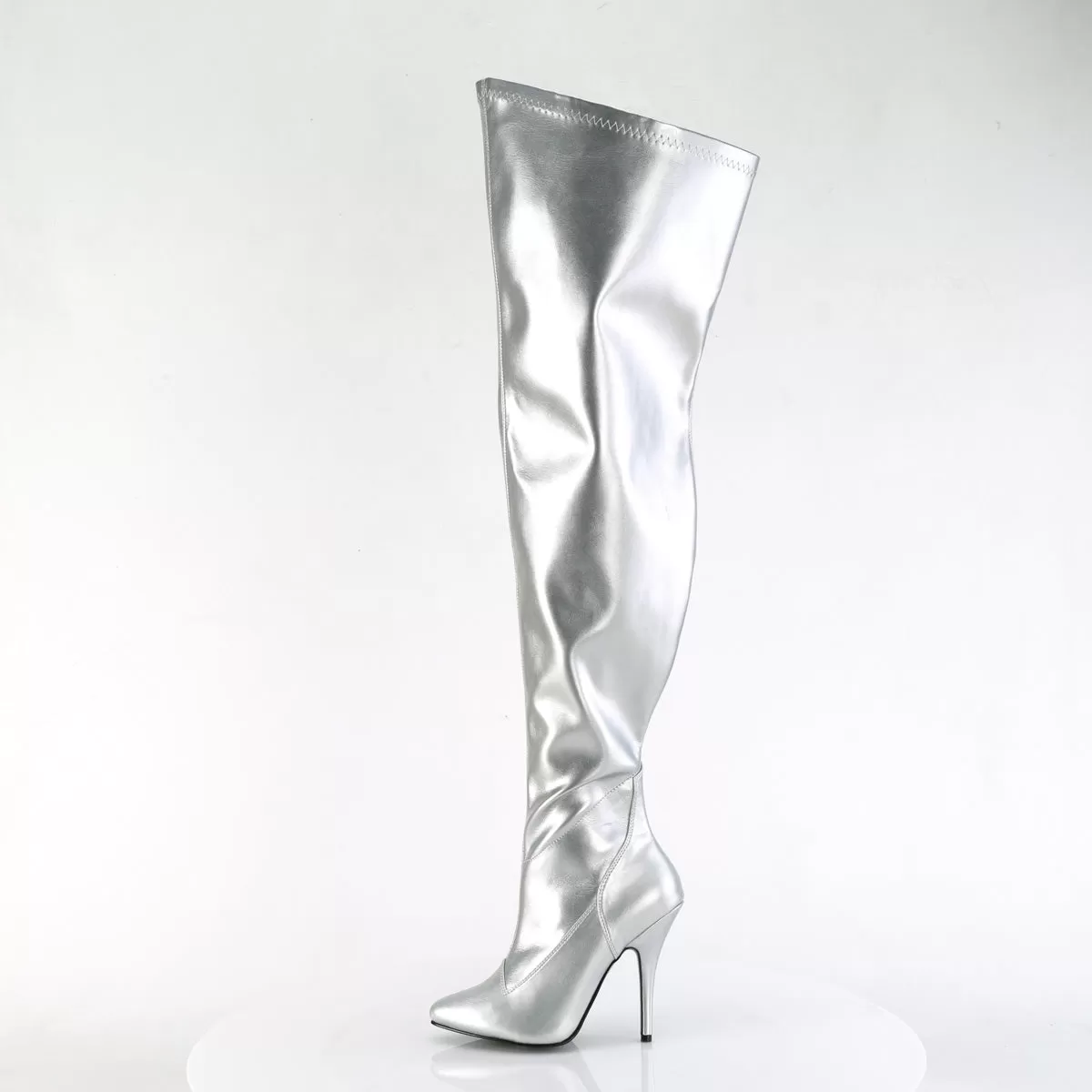 5 Inch Heel SEDUCE-3000WC Silver Stretch Metallic