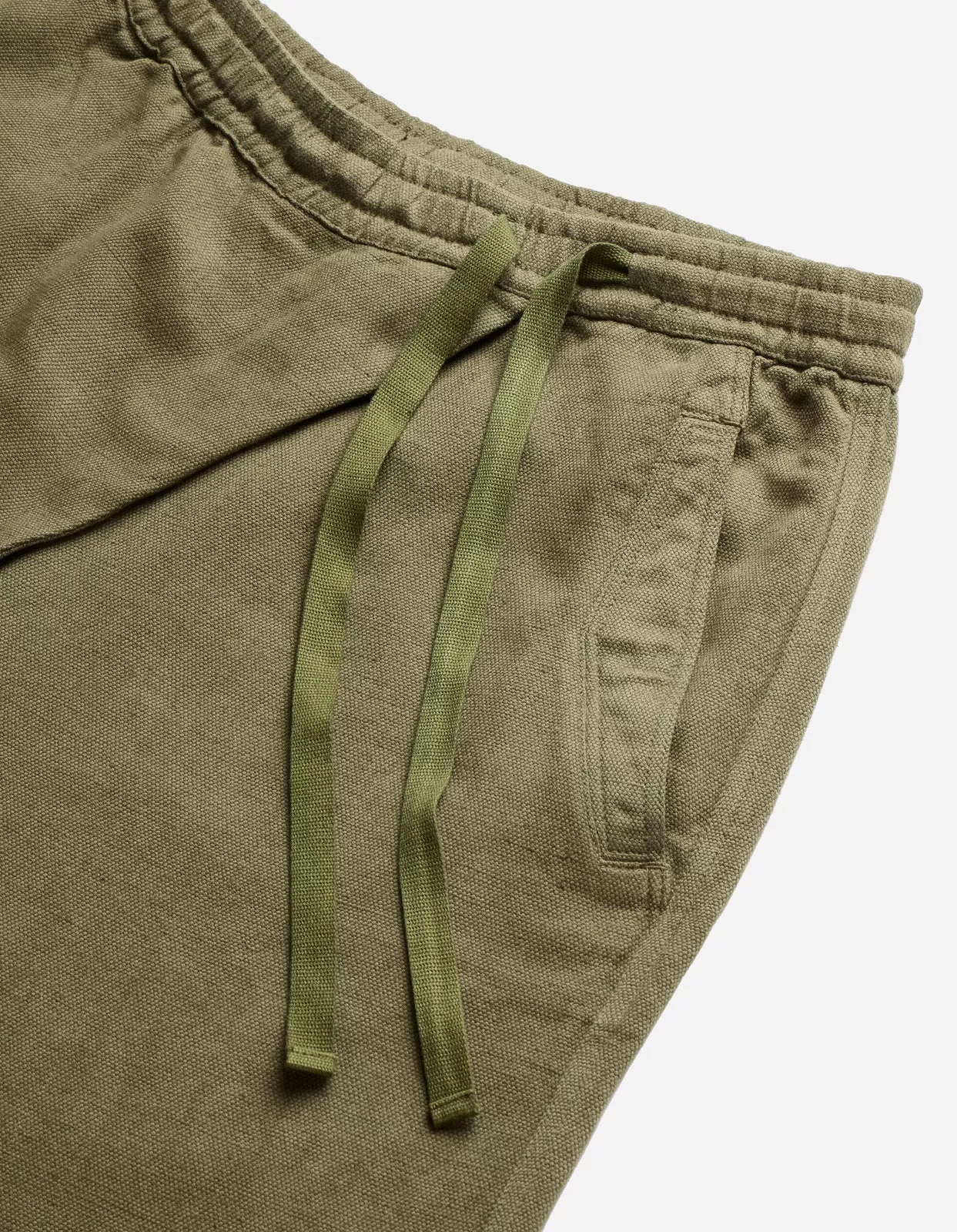 5007 Hemp Asym Loose Track Shorts Olive OG-107F