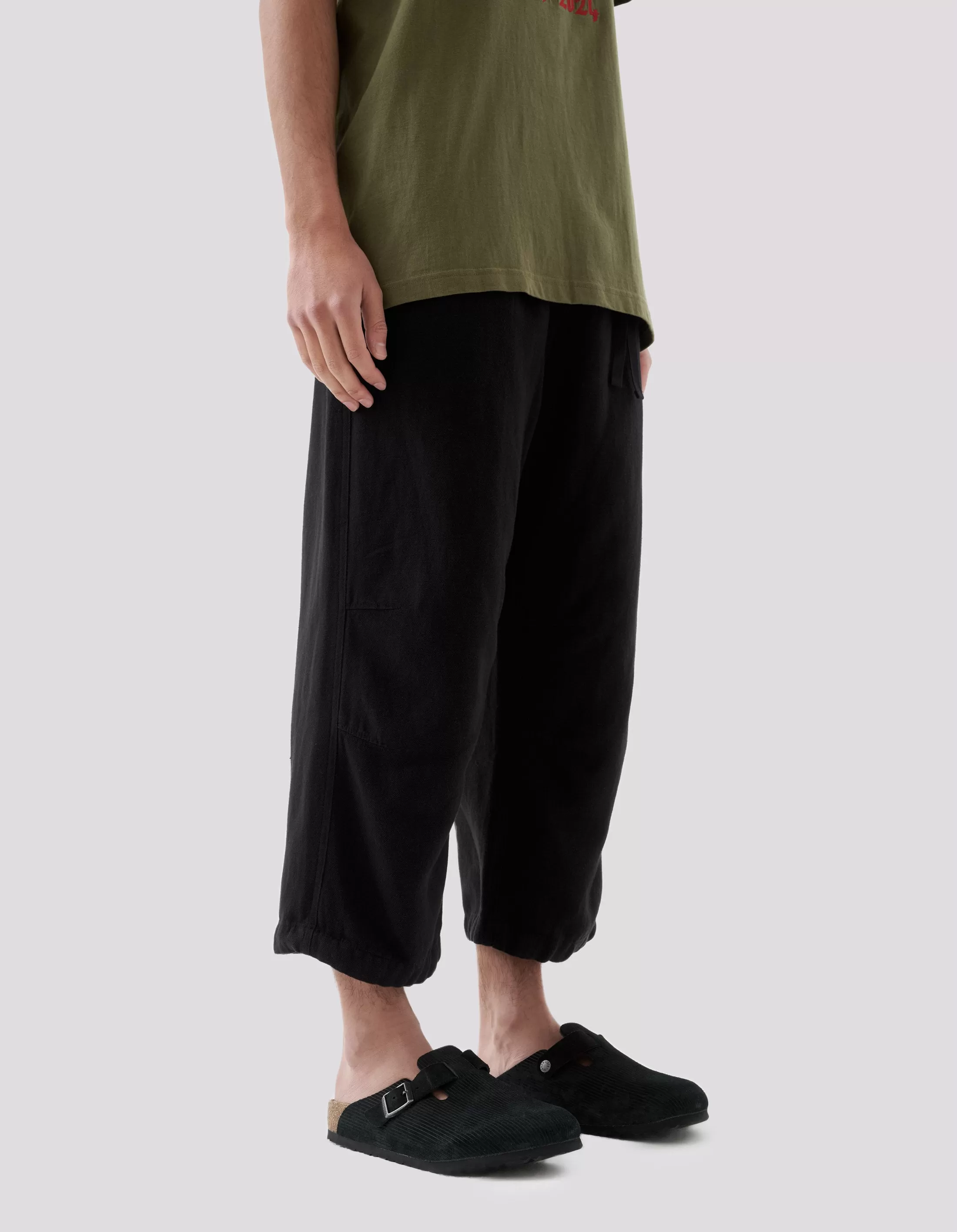 5008 Hemp Asym Cropped Track Pants Black