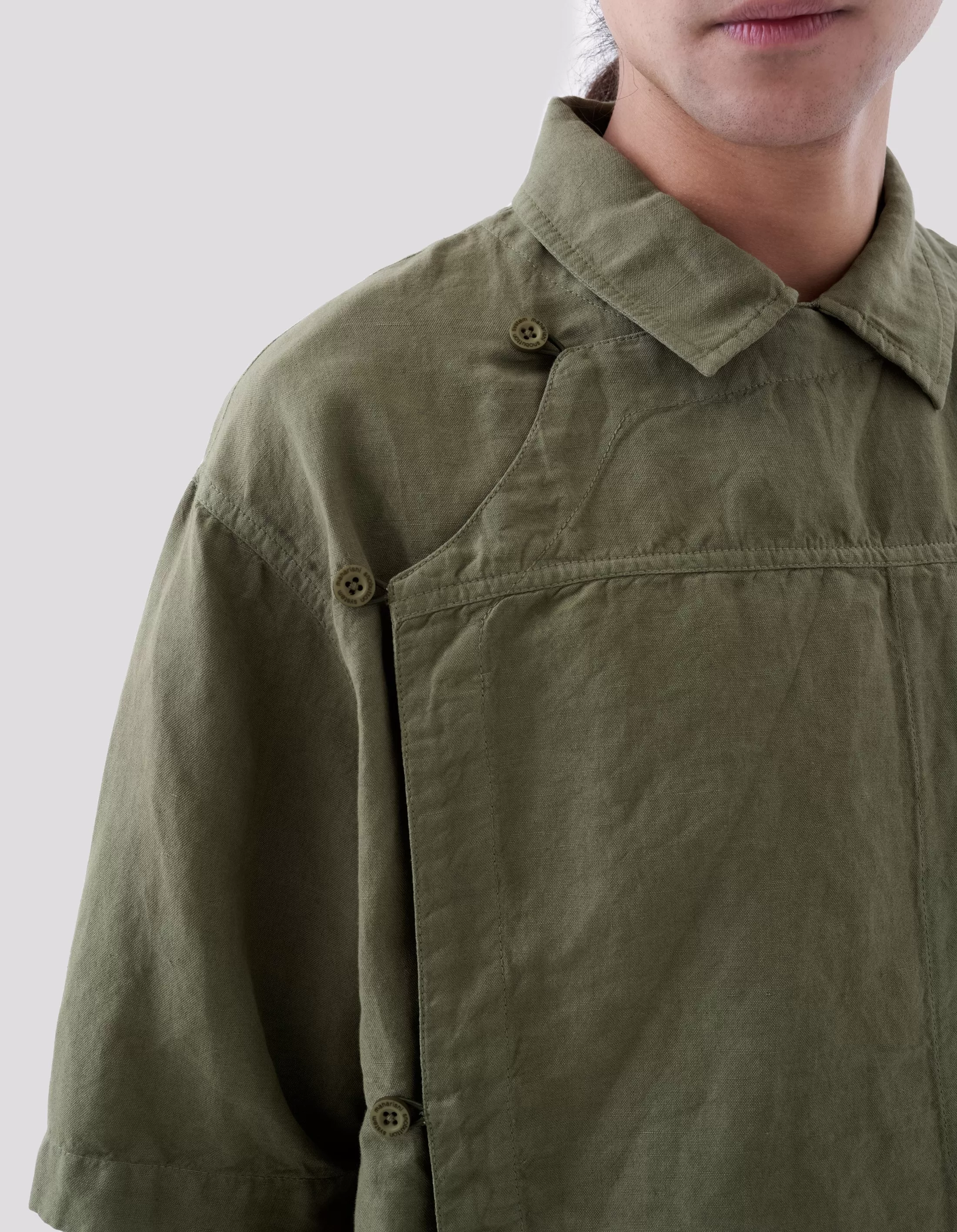 5120 Hemp Asym Monk Shirt Olive