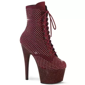 7 Inch Heel ADORE-1020RM Burgundy Rhinestone