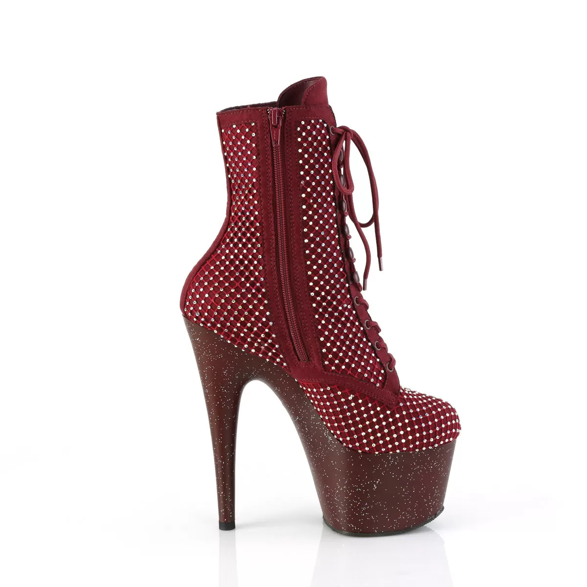 7 Inch Heel ADORE-1020RM Burgundy Rhinestone