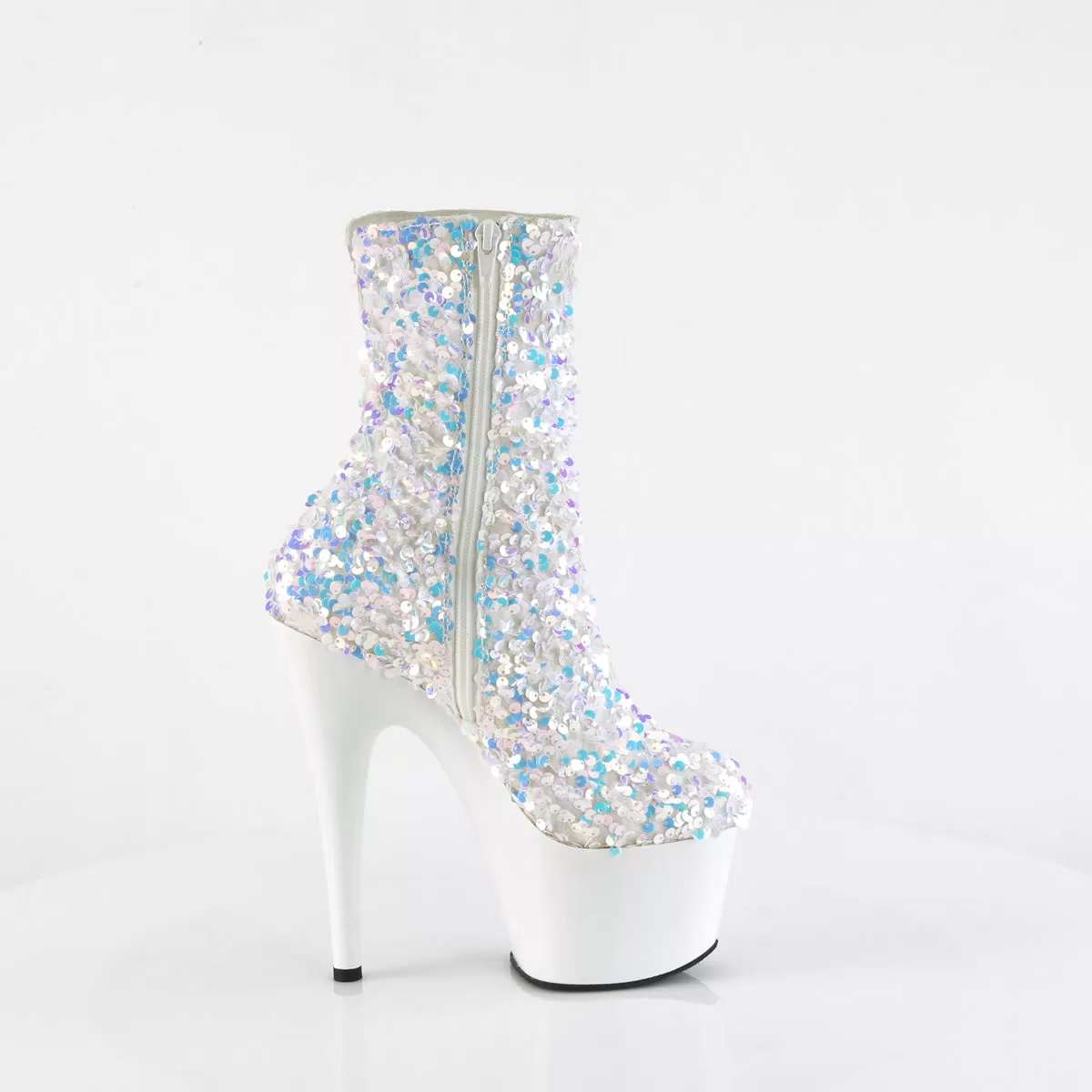 7 Inch Heel ADORE-1042SQ White Sequins