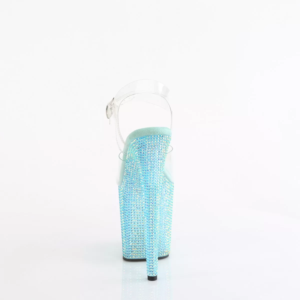 8 Inch Heel BEJEWELED-808RRS Clear Aqua Rhinestone