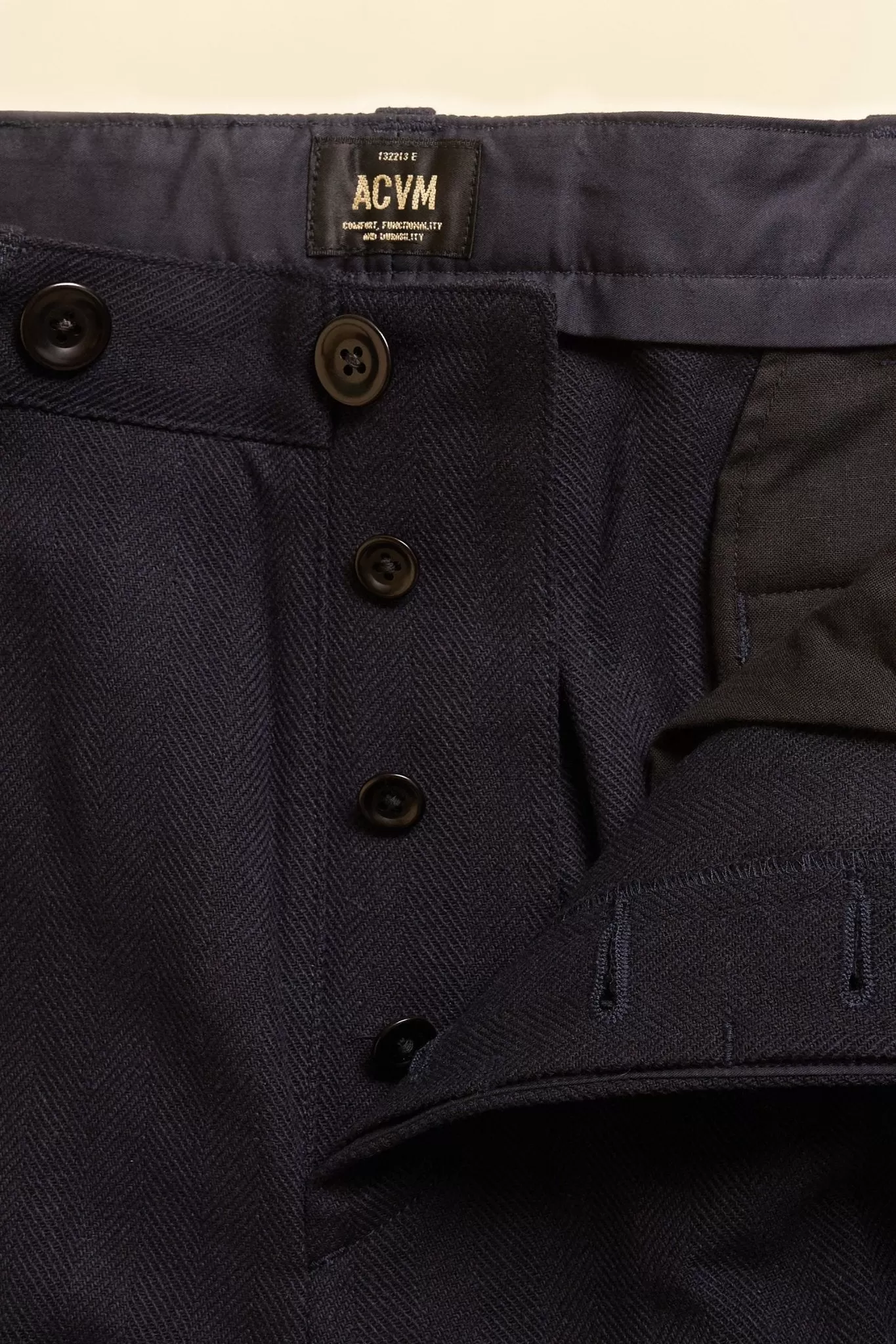 Addict Clothes Single Pleated Herringbone Army Trousers - Navy