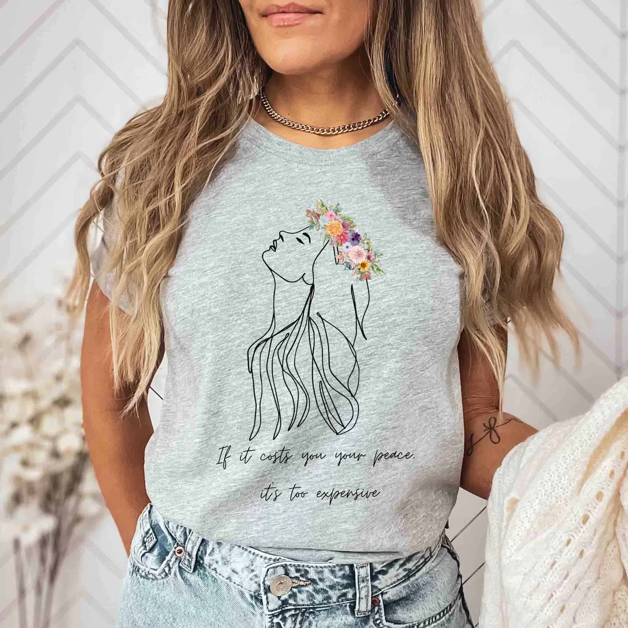 Adult's Mental Heath T shirt | Flower Crown & Slogan