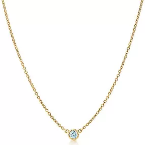 AFJ Diamond Collection - Station Necklace with 1 Diamonds, 18" length, 18k Yellow Gold