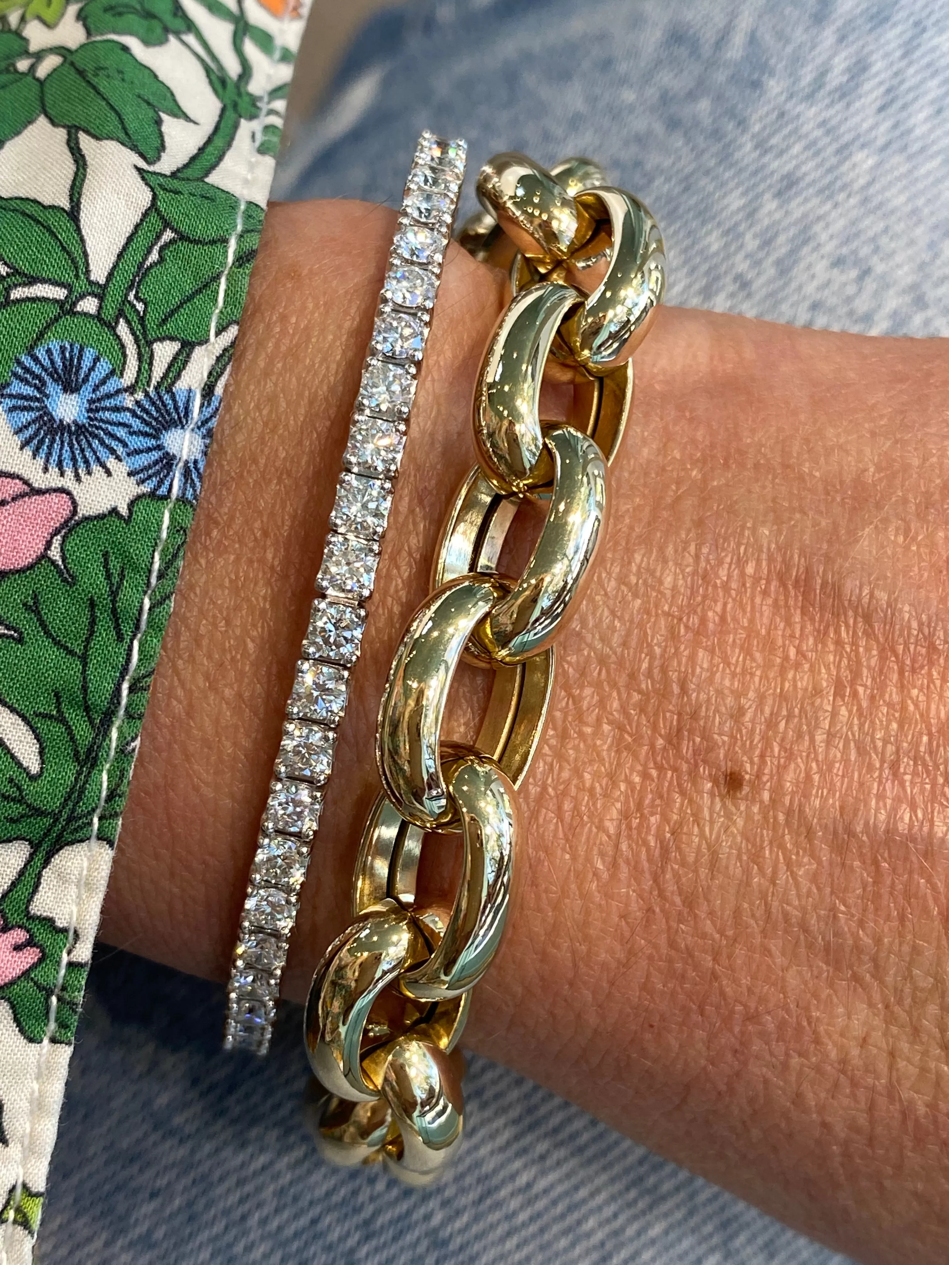 AFJ Gold Collection - Oval Link Chain Bracelet, Yellow Gold