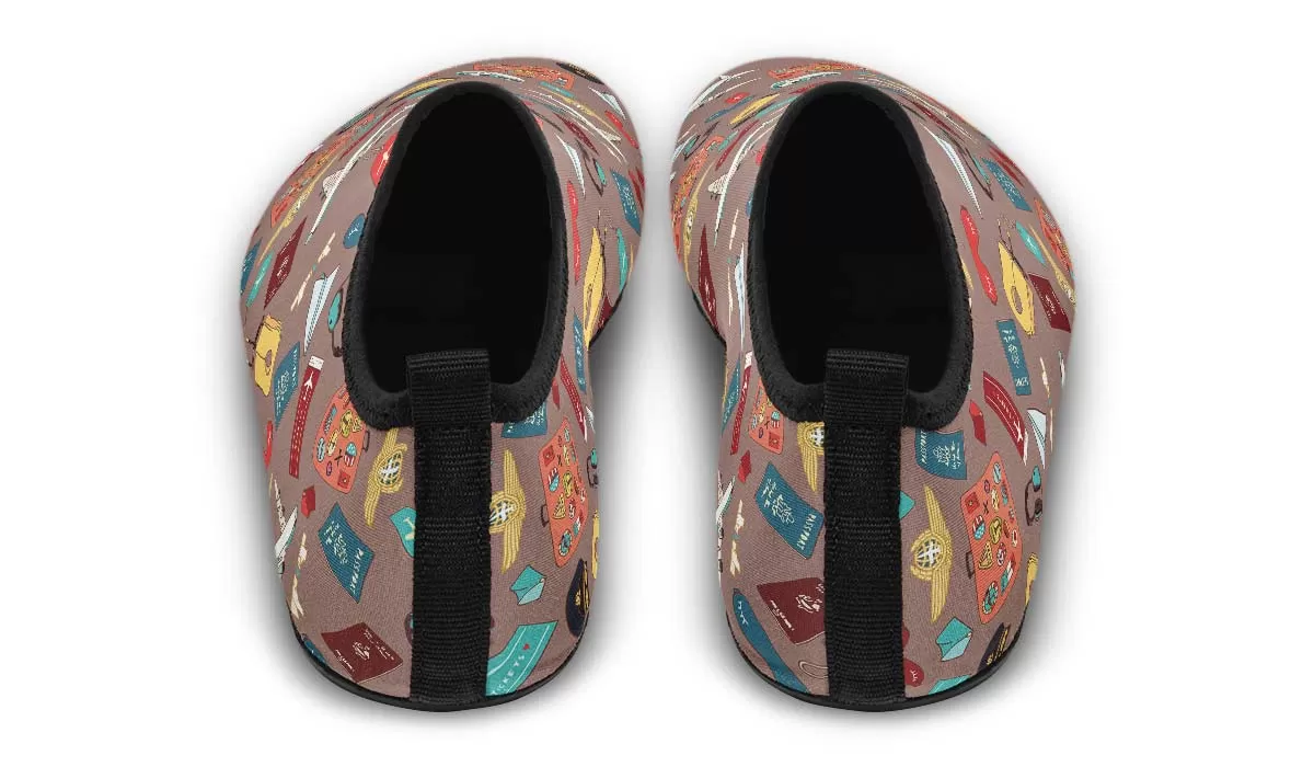 Airplane Travel Icons Aqua Barefoot Shoes