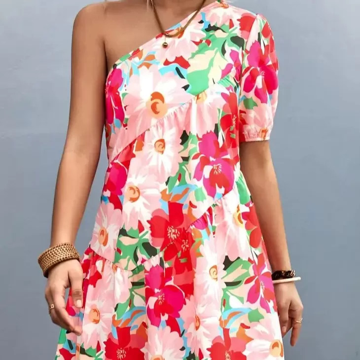 All You Need Floral One-Shoulder Mini Dress