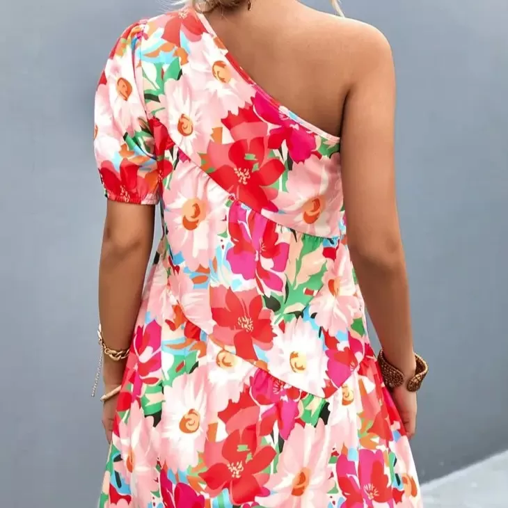 All You Need Floral One-Shoulder Mini Dress