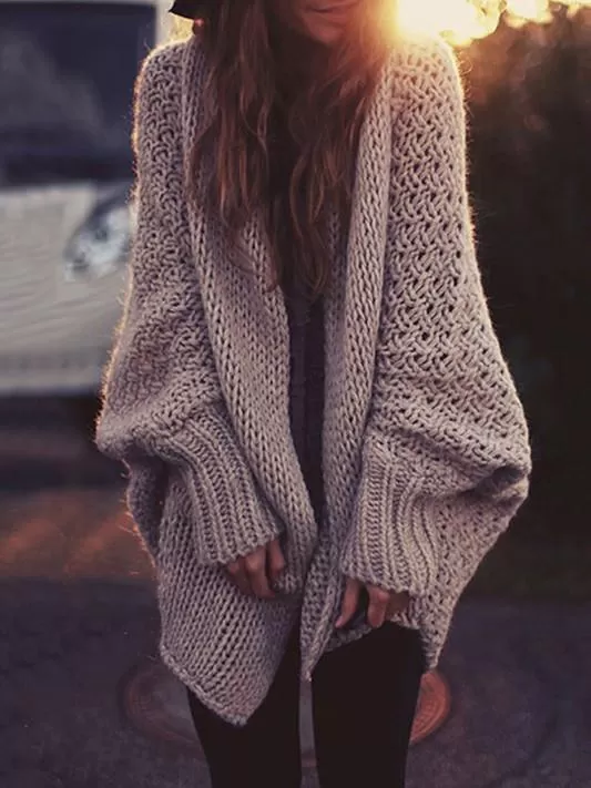 Amazing Solid Color Knit Sweater Cardigans Tops