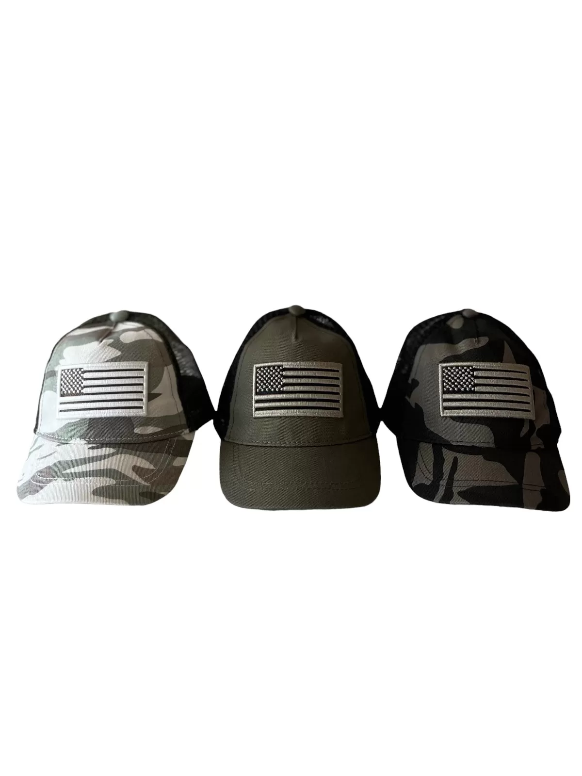 American Flag Kids Trucker Hat, Olive