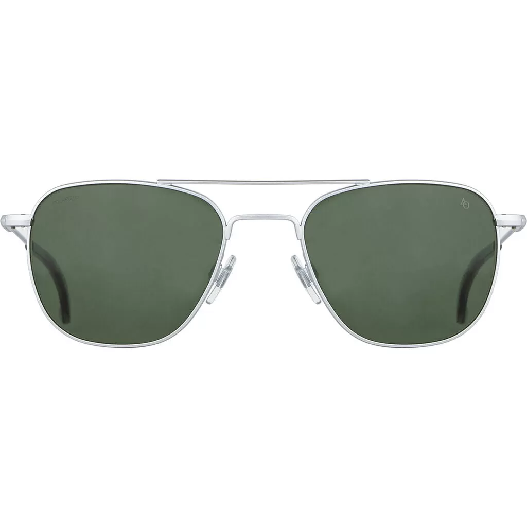 American Optical General Sunglasses | Silver/Polarized Glass Green