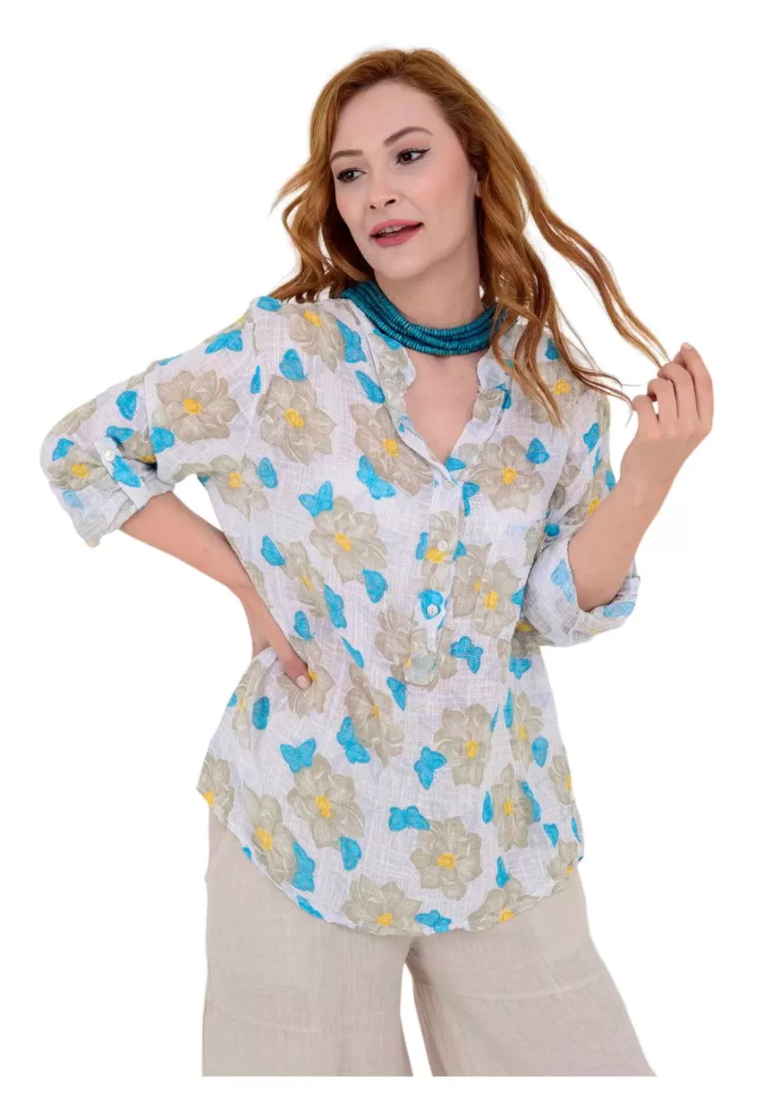 Anne   Kate Italian Butterfly Print Cotton Blouse