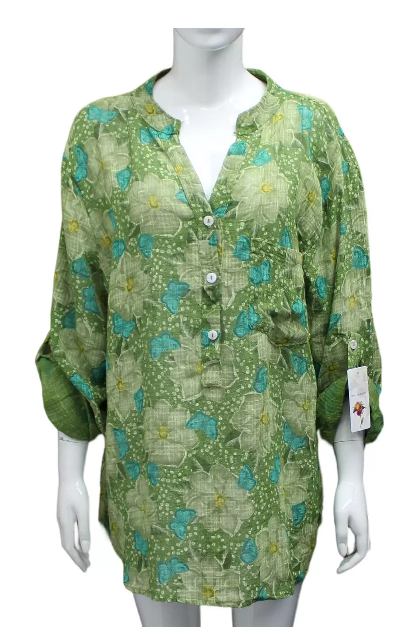 Anne   Kate Italian Butterfly Print Cotton Blouse