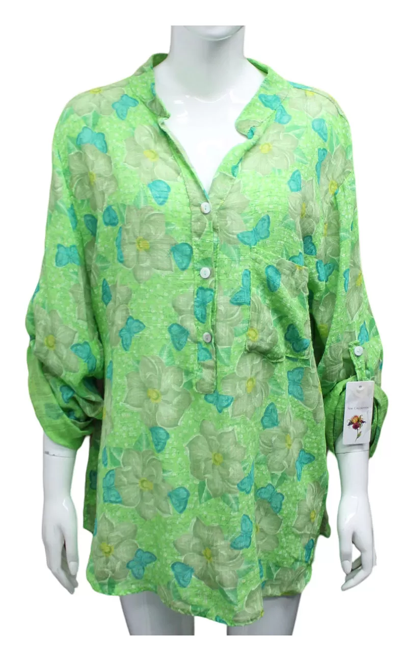 Anne   Kate Italian Butterfly Print Cotton Blouse