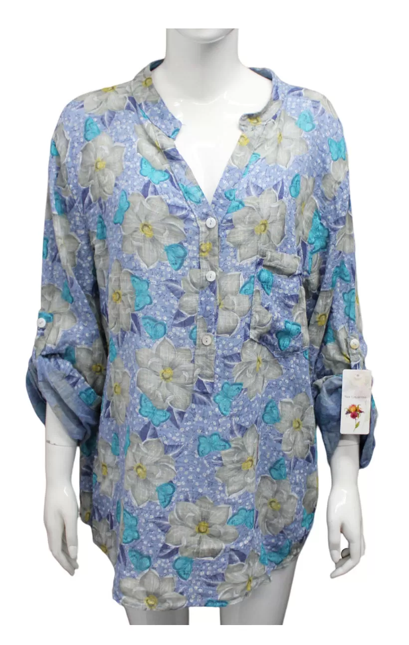 Anne   Kate Italian Butterfly Print Cotton Blouse