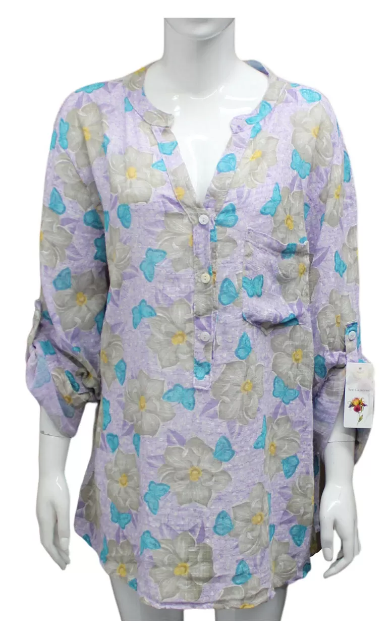 Anne   Kate Italian Butterfly Print Cotton Blouse