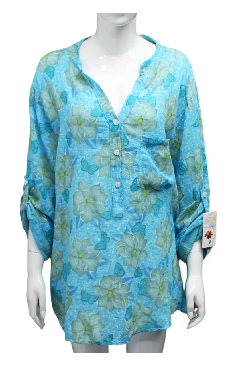 Anne   Kate Italian Butterfly Print Cotton Blouse