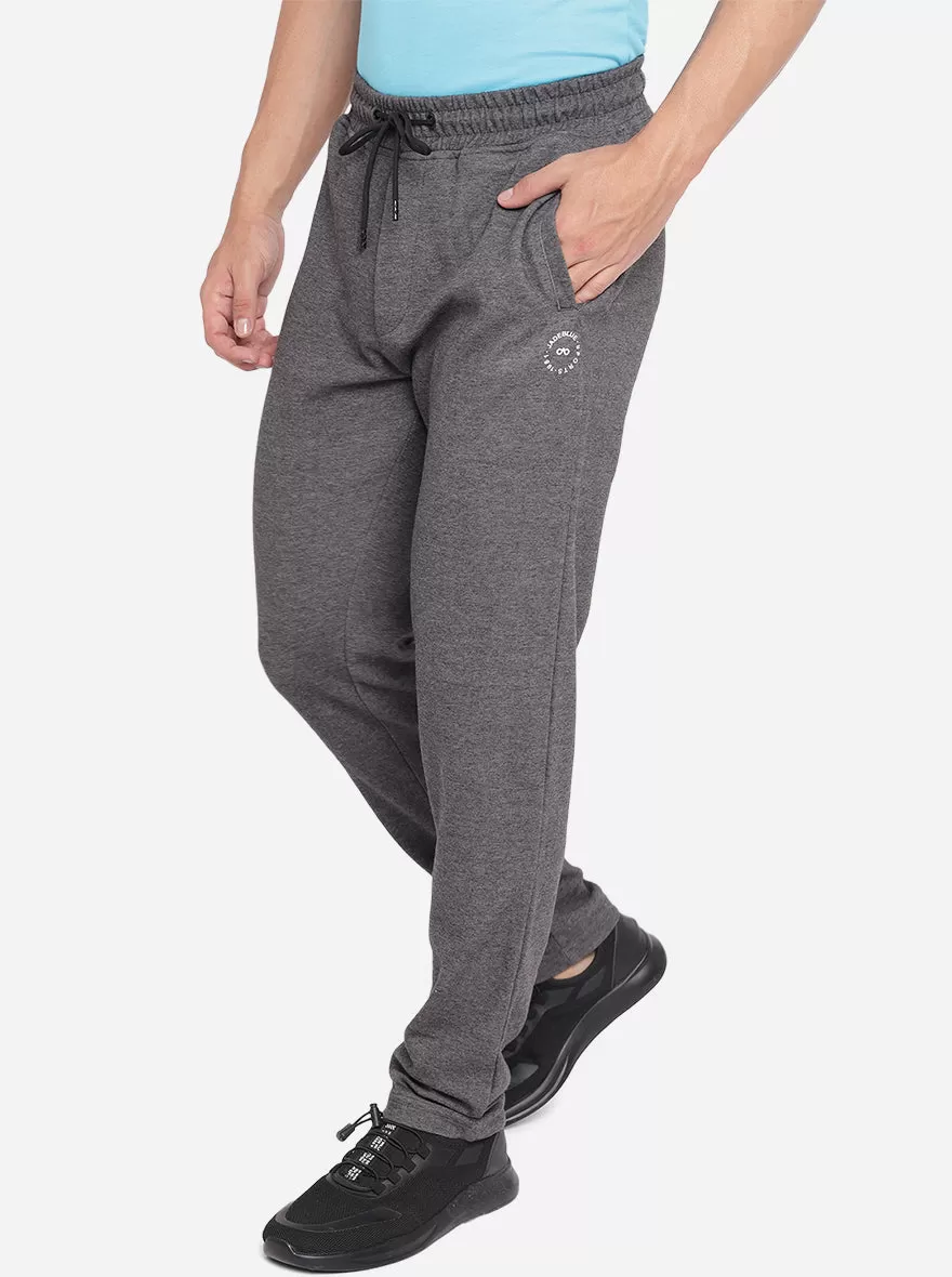 Anthra Melange Solid Regular Fit Track Pants | JadeBlue