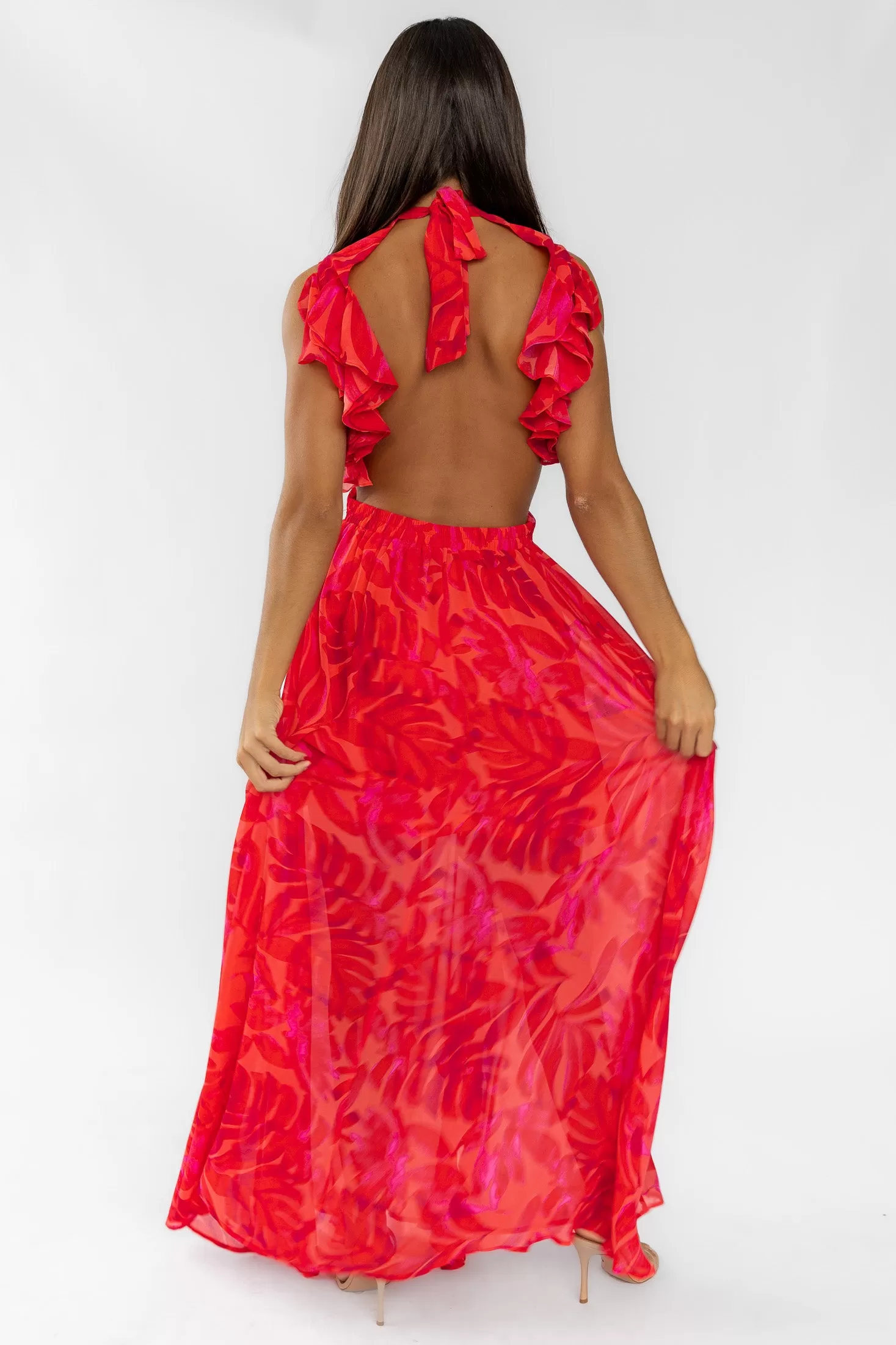 Athena Red Cutout Maxi Dress