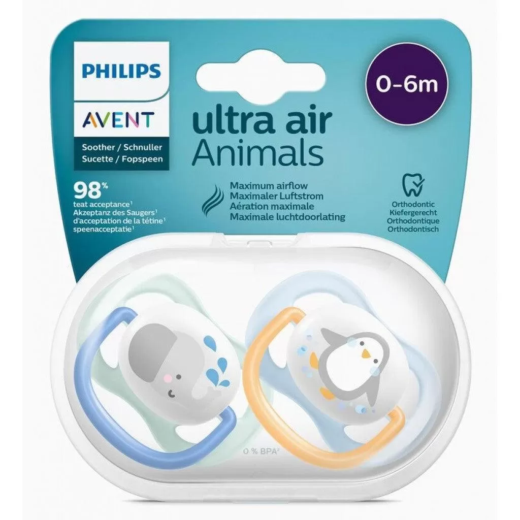 Avent Ultra Air Design Baby Soother (0 - 6months) - Animals