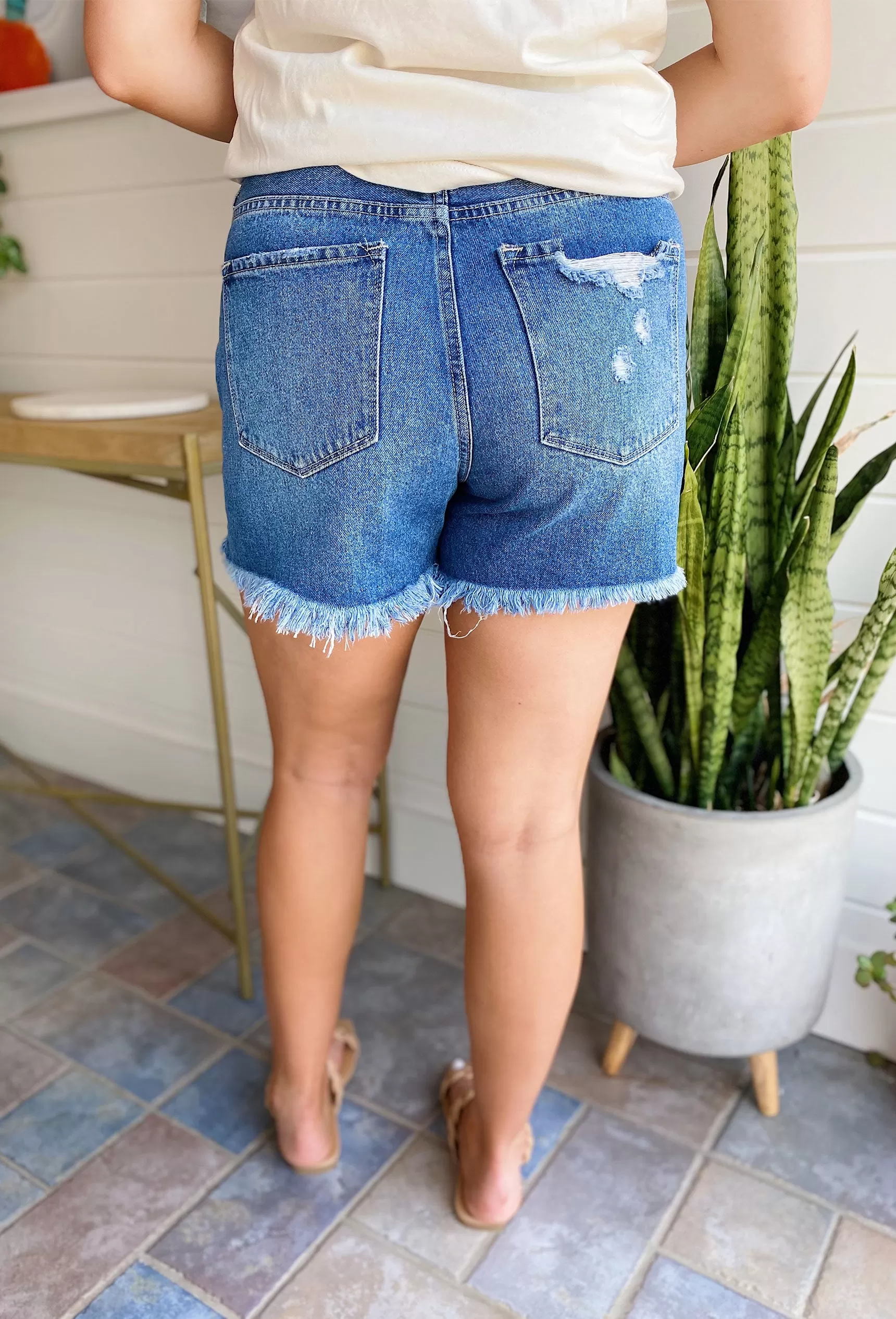 Avery Distressed Denim Boyfriend Shorts