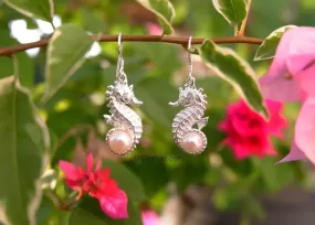 Bali Sterling Silver Seahorse Earrings with Freshwater Pearl for Women | Bali Indonesia Jewelry