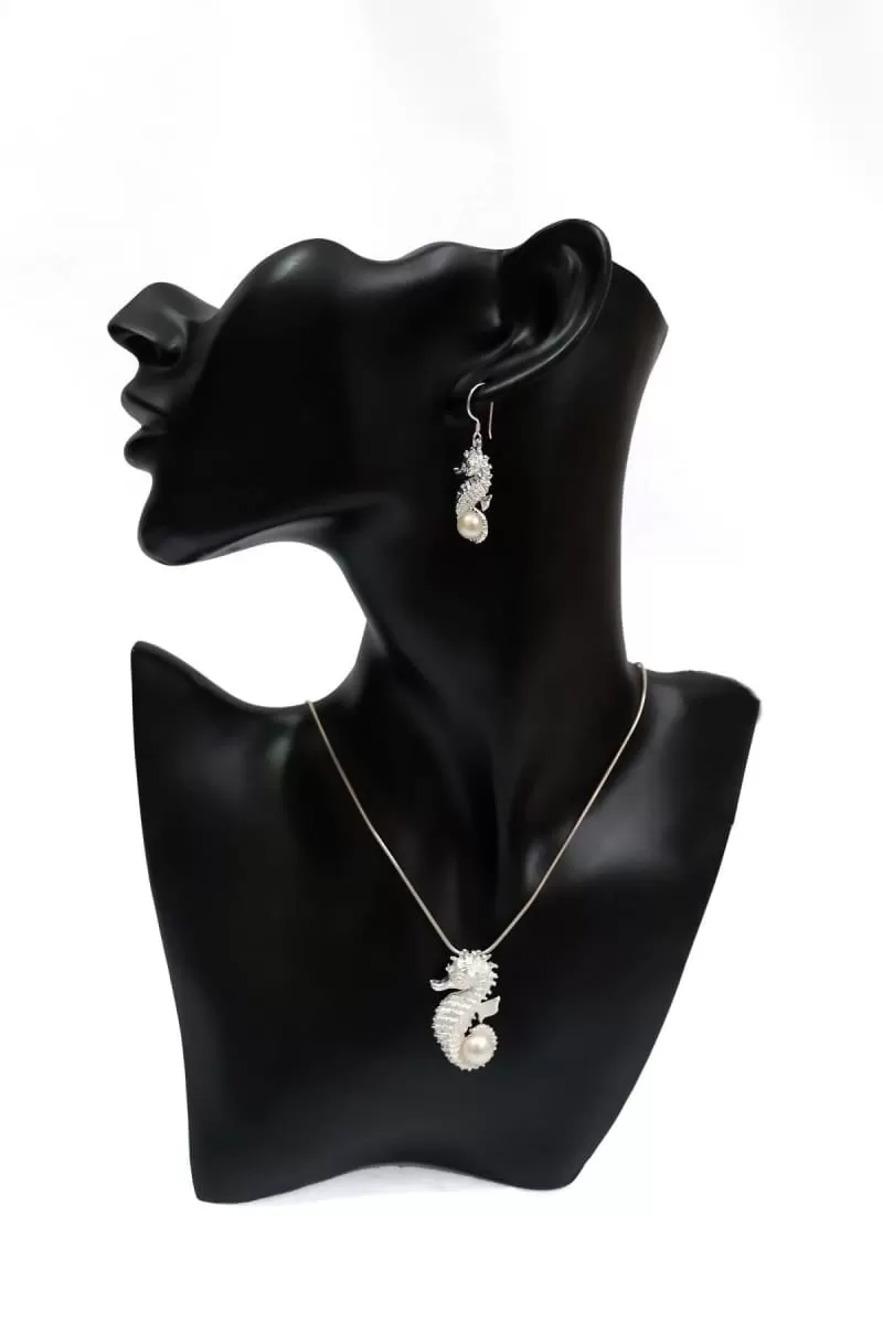 Bali Sterling Silver Seahorse Earrings with Freshwater Pearl for Women | Bali Indonesia Jewelry